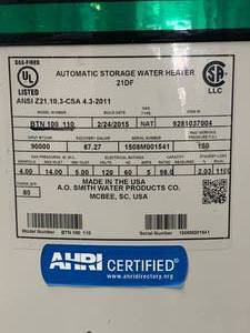 lot 25 image: AO Smith 98 Gallon 90,000 BTU Commercial Gas Water Heater