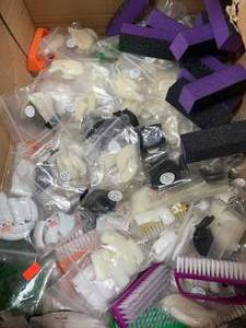 lot 164 image: Misc. Box of Nail Tips, Brushes, Sponges