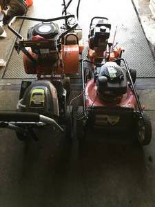 GAYLORD FULL WITH POWERMATE TILLERS & TORO LAWN MOWER FOR PARTS O REPAIR SEE PICS