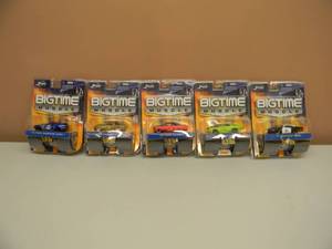 lot 13 image: GREAT COLLECTION OF 5 BIG TIME 164 SCALE DIE CAST CARS - NEW IN PACKAGE - 71 CHEVY CHEVELLE, 71 PONTIAC GTO, 64 FORD FALCON, 73 FORD MUSTANG MACH 1, 69 PLYMOUTH ROAD RUNNER - SEE PICTURES
