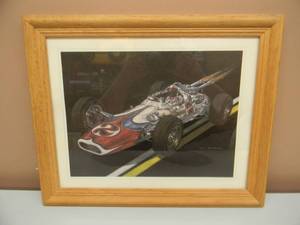 lot 22 image: VINTAGE 1967 RON BURTON - A.J. FOYT #2, INDIANAPOLIS 500 - GREAT PIECE FOR THE CAVE - AMERICANA - APPROX 17 BY 13 - SEE PICTURES
