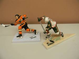 lot 31 image: MINNESOTA WILD MARION GABORIK McFARLANE NHLPA FIGURE & PHILADELPHIA FLYERS CLAUDE GIROUX  WINTER CLASSIC ORANGE JERSEY McFARLANE NHLPA FIGURE - NICE SET - SEE PICTURES