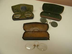 lot 49 image: Vintage Antique Spectacle Eye Glasses - Lot of 3 With Cases, May Be Prescription - SEE PICTURES