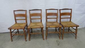 Vintage Table Chairs Wicker Bottoms