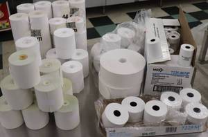 lot 63 image: Large Amount Thermal Printer Rolls, Cash Register Rolls