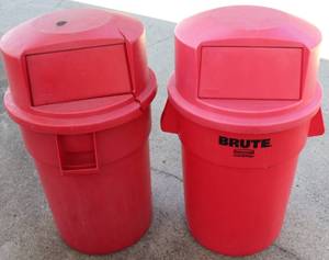 lot 74 image: 2 Large Red Garbage Cans