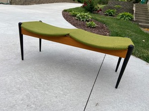 lot 8 image: MCM Olive Double Seat Bench on Black Legs