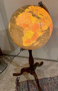 lot 12 image: Vintage Black Light Up Globe- Replogle 12 Inch Precision Globe-  Works