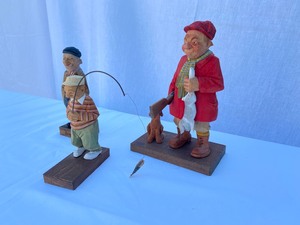 lot 22 image: Set 3 1950s Carl Trygg -Hand Carved & Signed Swedish Wood Figures