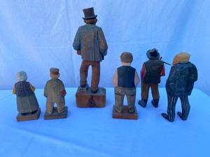 lot 63 image: Set of 6 Hand Carved Wood Swedish Folk Figures by Carl J.Trygg -1950s