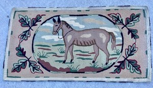 lot 68 image: Vintage Wool Horse Motif Rug