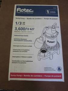 Flotec 13 hp Sump Pump Retail $99....