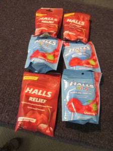 6 Bags Halls Cough Drops & Pops...