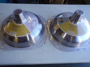 lot 103 image: Pair of Unopened Warehouse Pendant Brushed Nickel Finish Lights