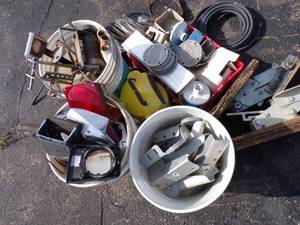 lot 58 image: Boat Seat Hinges, Boat Seat Swivels, Boat and Trailer Lights, Kicker motor mounts and more