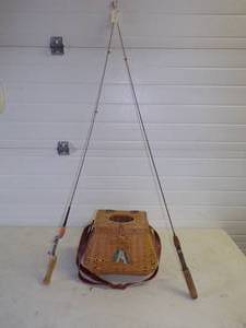 lot 204 image: Vintage Fishing Rods and Fish Basket