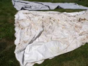 lot 218 image: Pair of Shoremaster 120 wide x 25 Boat Lift Canopy Tarps