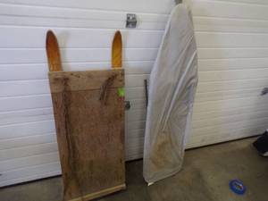 lot 225 image: Vintage Sled with Vintage Wood Iroining Board
