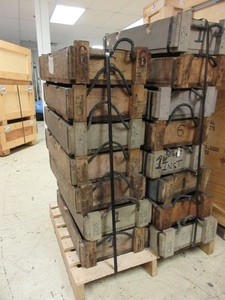 WOOD AMMO MORTAR BOXES WITH ROPE HANDLES