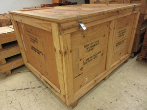 WOOD CRATE, WITH LOCKABLE LID