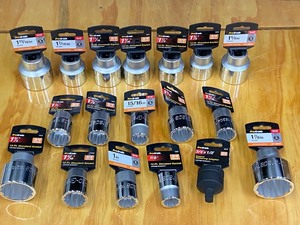 lot 70 image: Box Of Pro-Grade SAE 34-Drive Sockets