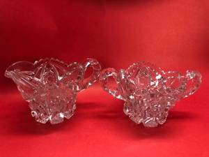 lot 137 image: Pressed Glass Cream and Sugar