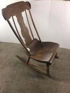 lot 153 image: Antique Bentwood Rocking Chair. Sturdy, Solid, Oak
