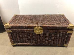 lot 163 image: Old Wicker Toy Box or Blanket Chest