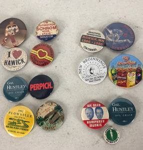 lot 176 image: Lot of (15) Collectible Old Pin Back Buttons.