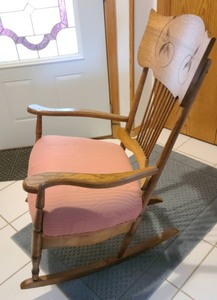 lot 7 image: Antique Upholstered Rocking Chair
