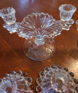 lot 37 image: Vintage Glass Candle Holders
