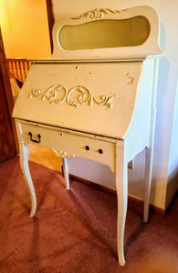 lot 51 image: Vintage Painted White Secretary Desk
