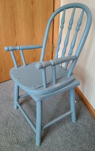 lot 54 image: Blue Painted Wooden Childs Chair