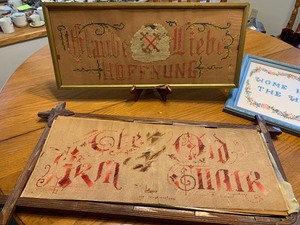 lot 96 image: Two Antique Samplers Plus Newer Sampler