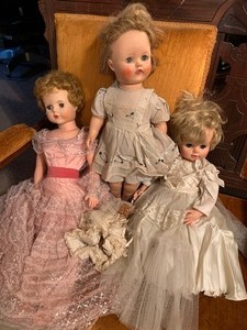 lot 180 image: Lot of Three Vintage Dolls and Picture Book