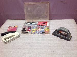 lot 132 image: Electrical Kit, Easy Shot Stapler & Laser Level