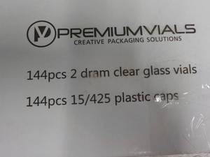 lot 308 image: Premium Vials 144 Piece 2 Dram Clea...