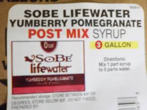 lot 484 image: 3 Gallon Sobe Lifewater Yumberry Po...