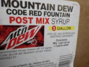 lot 499 image: 3 Gallon Mountain Dew Code Red Foun...
