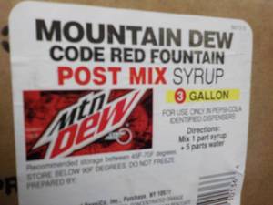 lot 501 image: 3 Gallon Mountain Dew Code Red Foun...
