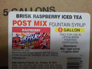 lot 507 image: 5 Gallon Brisk Raspberry Iced Tea P...