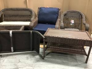lot 7 image: LOT WITH OUTDOOR PATIO CHAIRS DIFFERENT TYPES & SIZES SEE PICS