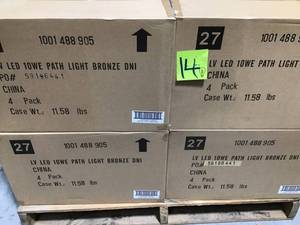 lot 14 image: LOT WITH 12 BOXES OF HAMPTON BAY Low-Voltage 10-Watt Equivalent Oil-Rubbed Bronze Outdoor Integrated LED Landscape Path Light with Metal Shade 4PK PER BOX SEE PICS