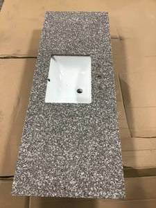 lot 38 image: HOME DECORATORS COLLECTION 49 in. W x 22 in. D Stone Effects Vanity Top in Mineral Gray with White Sink SEE PICS