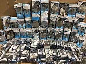 lot 41 image: LOT WITH MOEN SHOWERHEADS DIFFERENT TYPES & SIZES SEE PICS