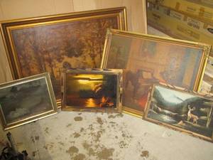 lot 50 image: Loc 12 Lot of (5) Framed Canvas Paint...
