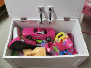 lot 107 image: 9A White Wooden Toy Box With Tons...