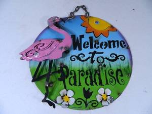New Recycled Metal Garden Art Hanging Sign