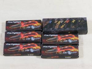 lot 99 image: 6 New Fire Fighter Theme Pocket Knives