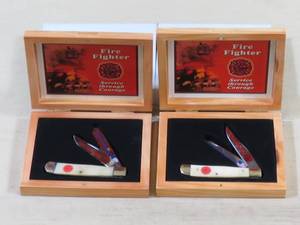 lot 100 image: 2 New Frost Cutlery Fire Fighter Collector Knives